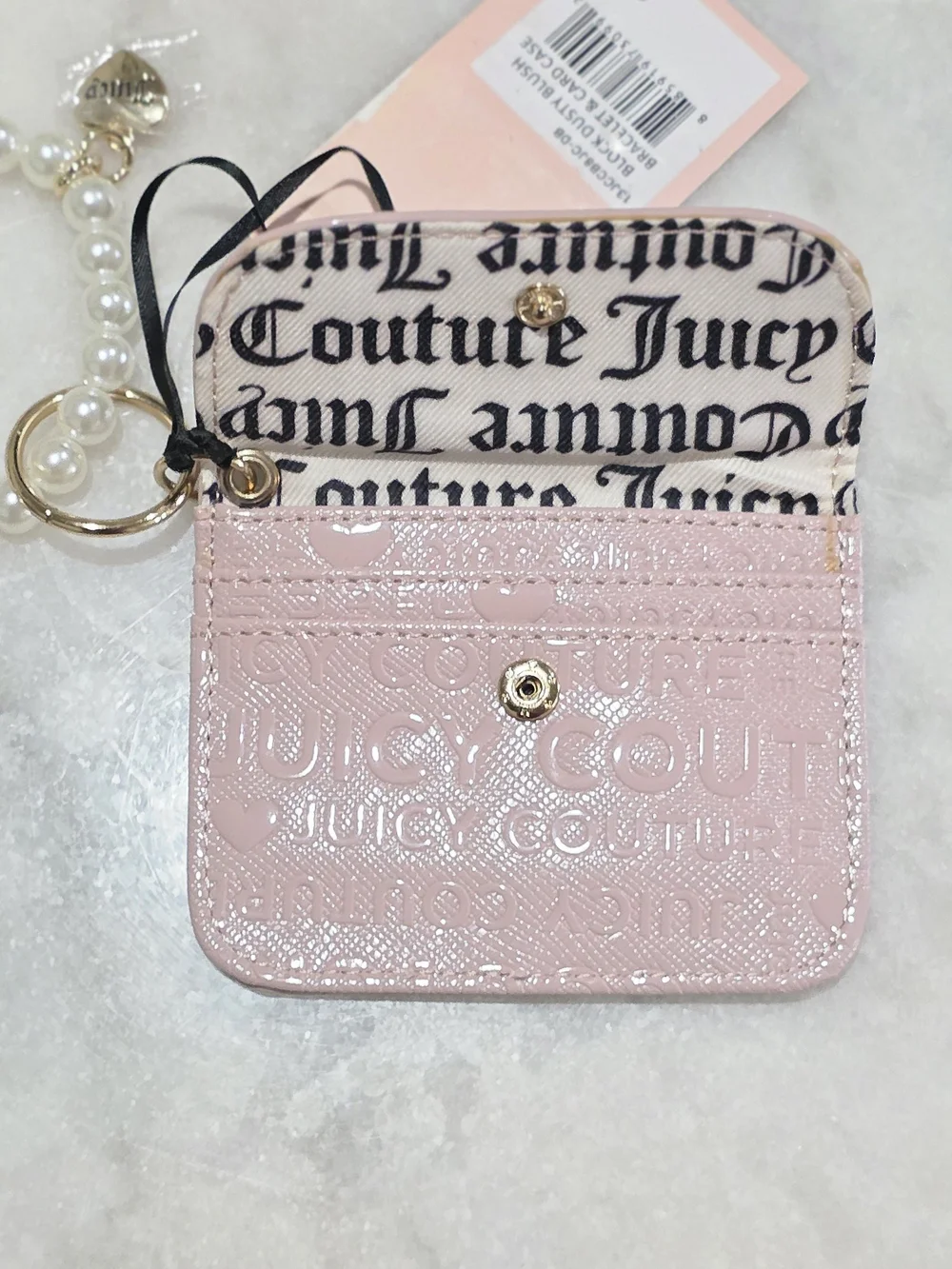 NWT Juicy Couture Bracelet & Card Case Set Dusty Blush Pink